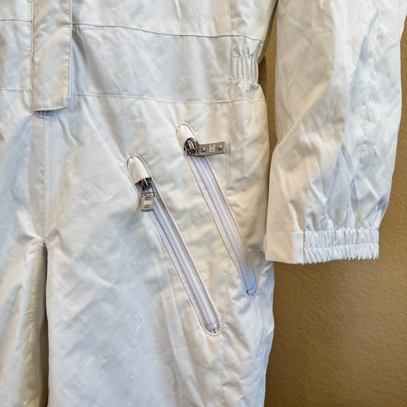DC EXOTEX 5000 White Snowsuit Women’s M x 31 Tall Ski Suit Faux Fur Hood RARE - Picture 5 of 16